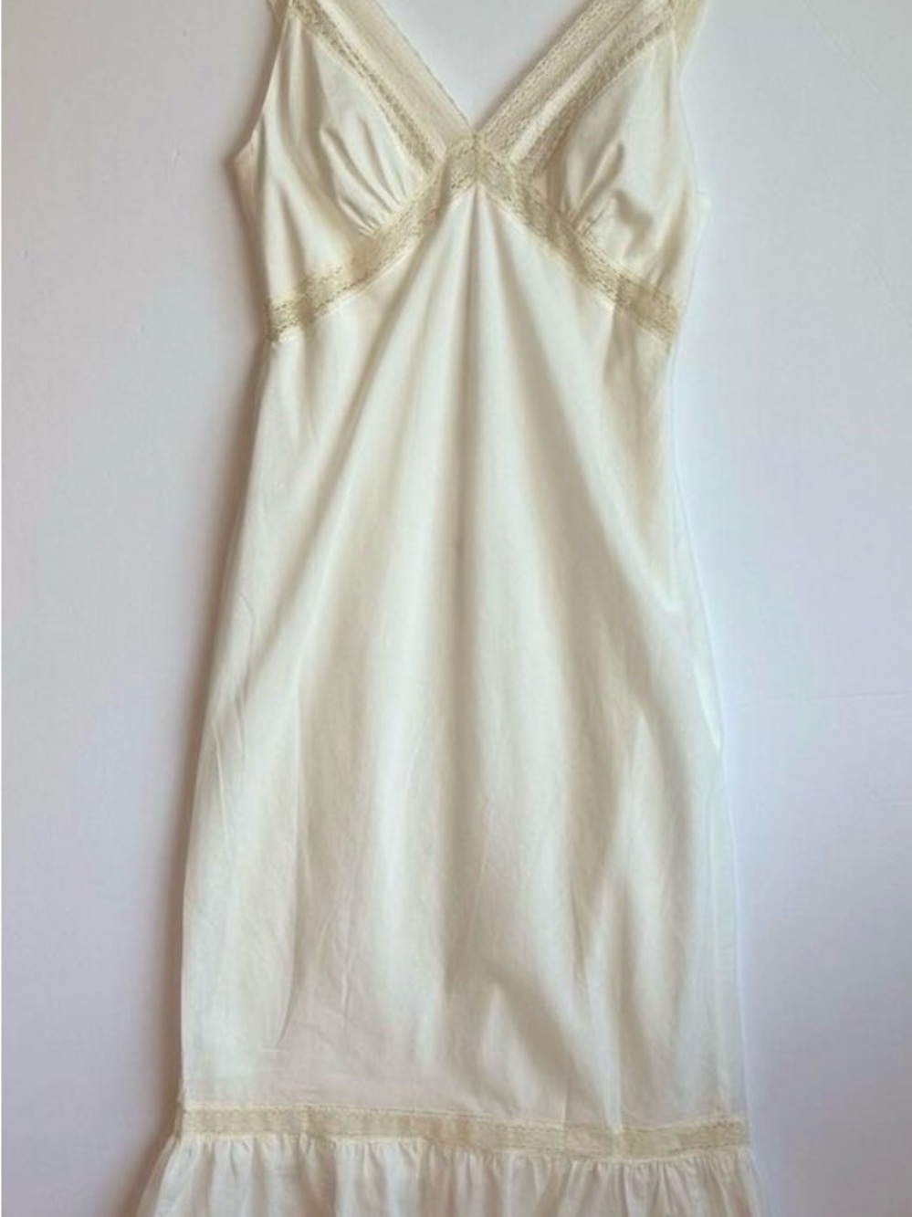 Rumored Cream Lace-Trim Slip Dress